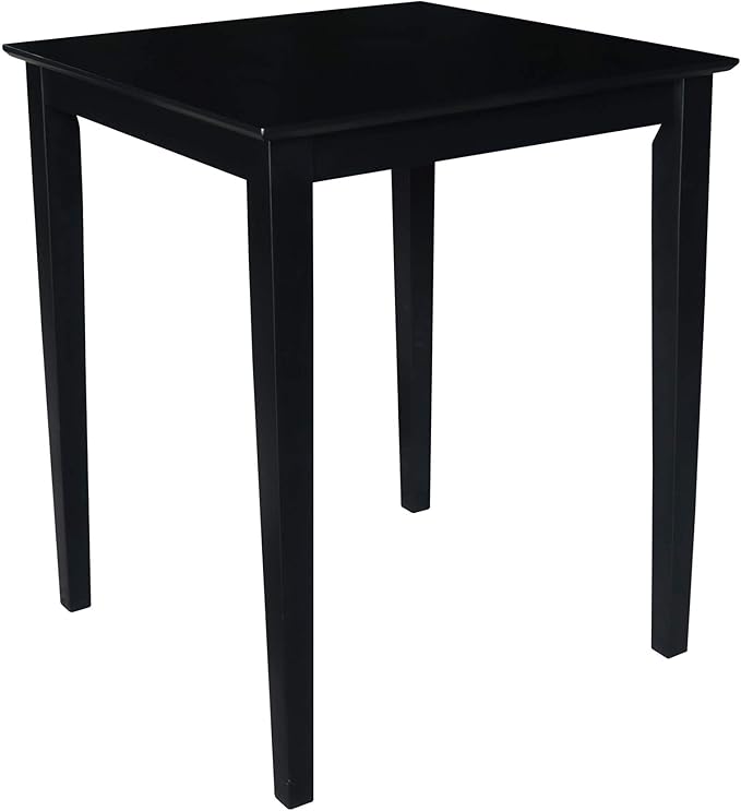 Solid Wood Top Dining Table, 36 Inch High, Black