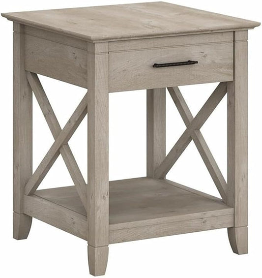 Bush Home Key West Nightstand with Drawer in Washed Gray
