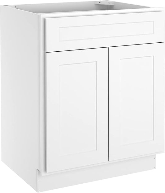 LOVMOR Kitchen Base Cabinets, Sideboard Storage Cabinet, Entryway Cabinet with 1-Drawer & Adjustable Shelf, 27" W X 24" D X 34-1/2"H