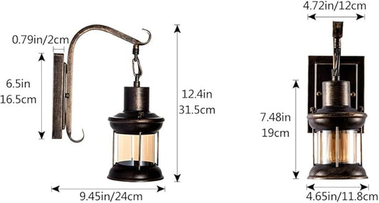 Luling Vintage Glass Wall Sconce Fixtures, Rustic Nordic Glass Wall Light Fixtures Retro Metal Black Painting Color Wall lamp for Restaurant Home Bar Bedroom Bedside Corridor Decorate (No Bulb)