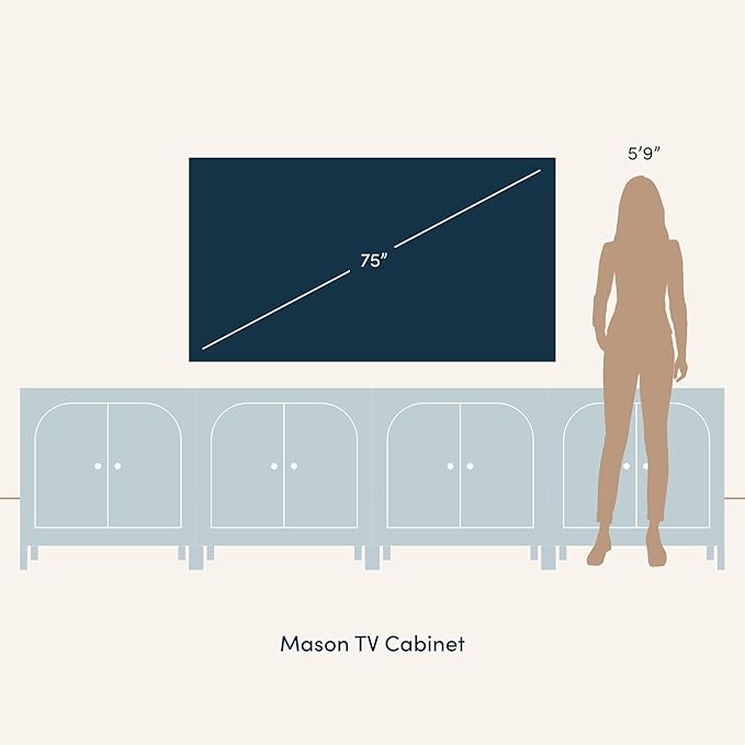 Nathan James Mason Wood Storage Cabinet Accent Sideboard Buffet Credenza TV Stand with Glass Doors and Adjustable Shelf for Dining Room, Entryway or Living Room, Clear Glass/White/Light Oak, Set of 4