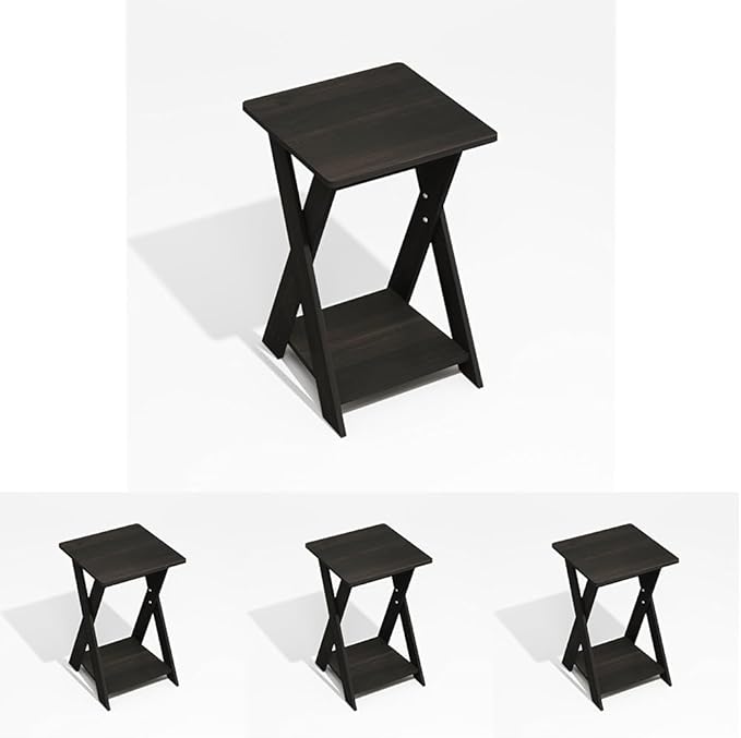 Furinno Modern Simplistic Criss-Crossed End Table, Side Table, Black Espresso (Pack of 4)