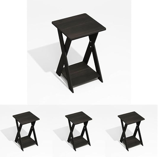 Furinno Modern Simplistic Criss-Crossed End Table, Side Table, Black Espresso (Pack of 4)