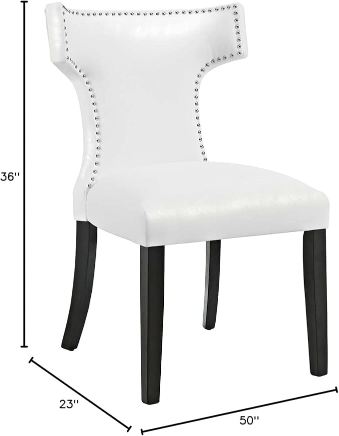 Modway EEI-3949-WHI Curve Dining Chair Vinyl Set of 2, White