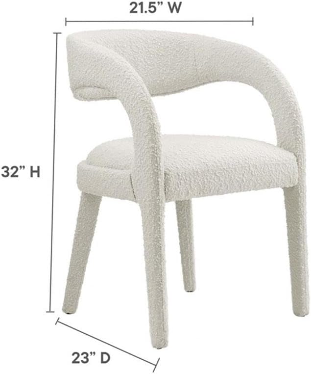 Modway EEI-6562-IVO Pinnacle Boucle Upholstered Dining Chair Set of Two, Ivory
