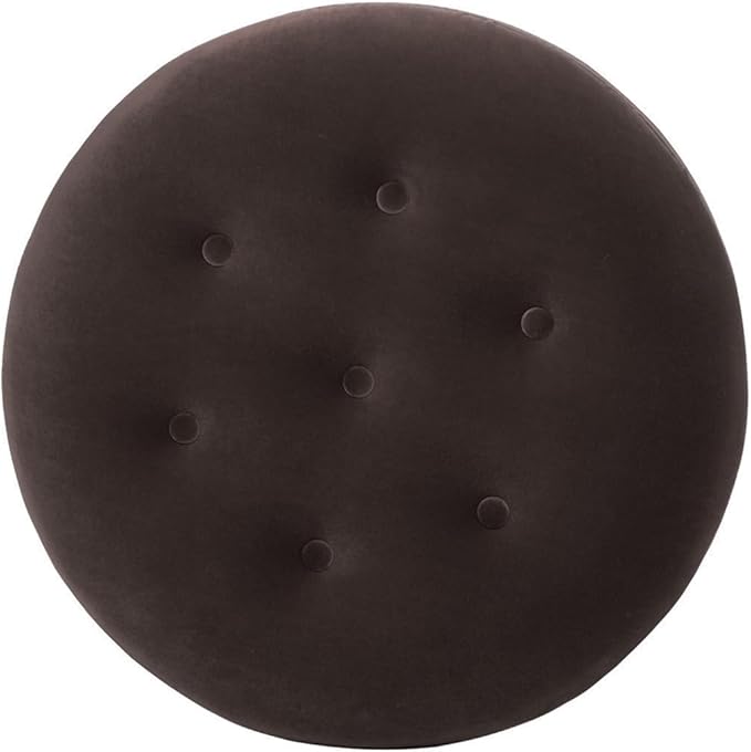 Jennifer Taylor Home Yolanda 24" Round Upholstered Accent Ottoman, Deep Brown Performance Velvet