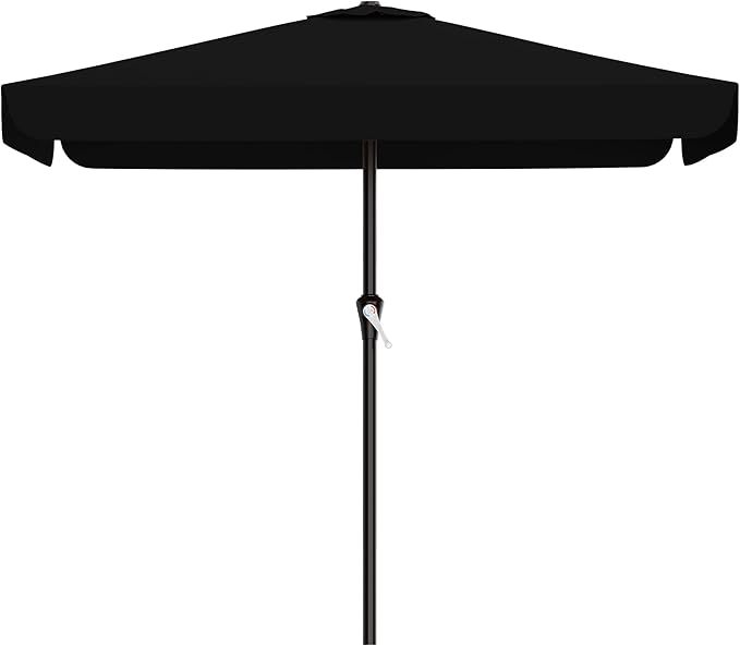 AreShark 8 X 10 FT Large Rectangular Patio Umbrella with Valance, Outdoor Table Market Umbrella w/Crank & 8 Ribs, Rectangle Outdoor Umbrellas for Garden, Deck, Yard and Poolside, Black