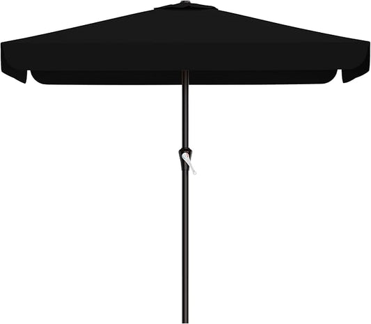 AreShark 8 X 10 FT Large Rectangular Patio Umbrella with Valance, Outdoor Table Market Umbrella w/Crank & 8 Ribs, Rectangle Outdoor Umbrellas for Garden, Deck, Yard and Poolside, Black