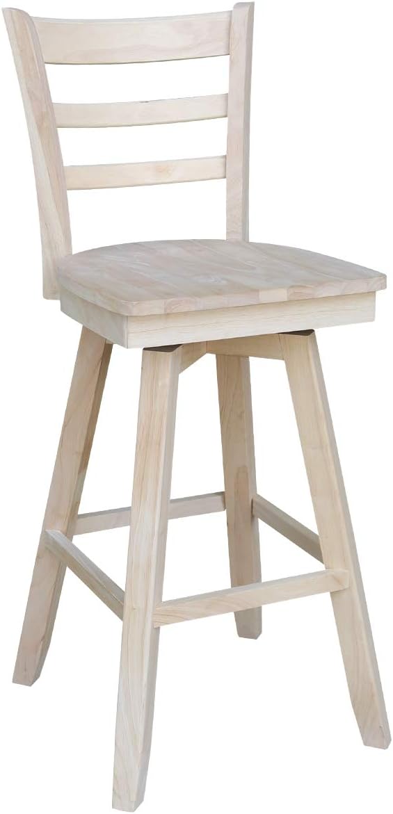 International Concepts Emily Bar Stool-30 Seat Height-with Swivel and Auto Return Chair, Brown