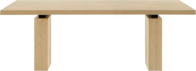 Modway Piston 82 Inch Solid Wood Rectangle Dining Table in Natural – Modern Farmhouse Kitchen Table for 6-8 People – Rustic Wooden Dining Room Table