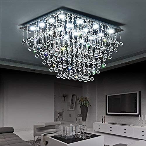 Saint Mossi 12-Lights Modern Chandelier K9 Crystal Chandelier Light Fixture by Raindrop Chandelier Design,Modern Flush Mount Ceiling Light Fixtures,H16 x W22 x L31