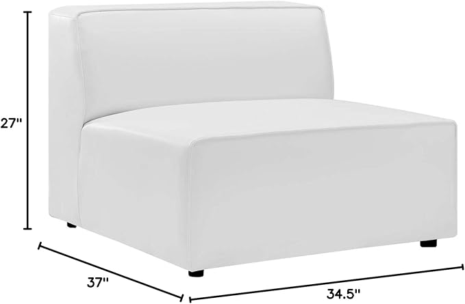 Modway Mingle Vegan Leather Sectional Sofa Armless Chair in White