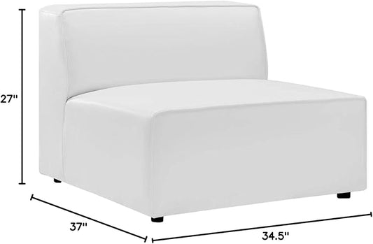 Modway Mingle Vegan Leather Sectional Sofa Armless Chair in White