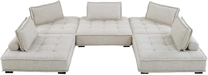 Modway Saunter, 5-Piece Sectional Sofa, Beige