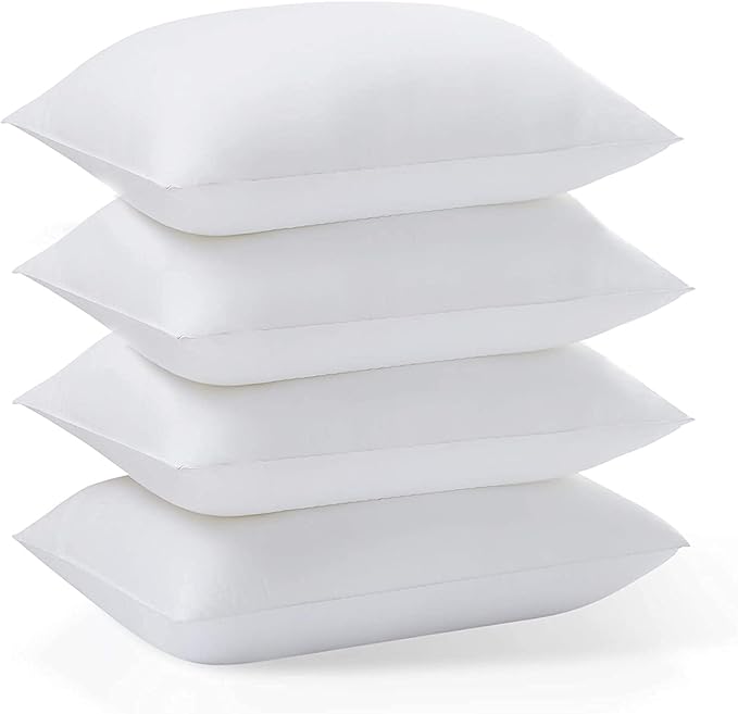 Acanva Basic Bed Pillow Soft Rest Cushion Stuffer for Sleeping, Standard, White 4 Count