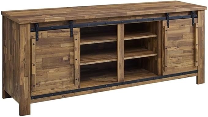 Modway Cheshire 70" TV Stand Rustic Sliding Door Dining Room Cabinet Storage Buffet Table Sideboard