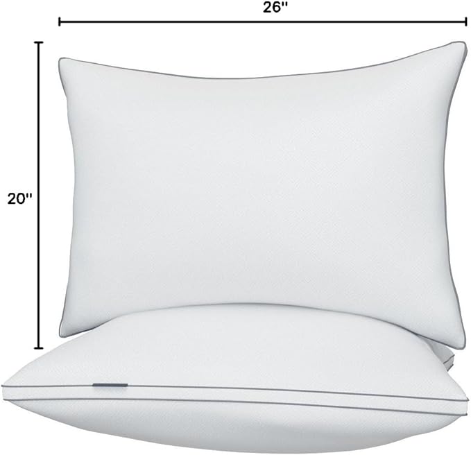 viewstar Bed Pillows Standard Sizes Set of 2, Hotel Quality Cooling Down Alternative Gusseted Pillows for Side, Back, or Stomach Sleepers, White
