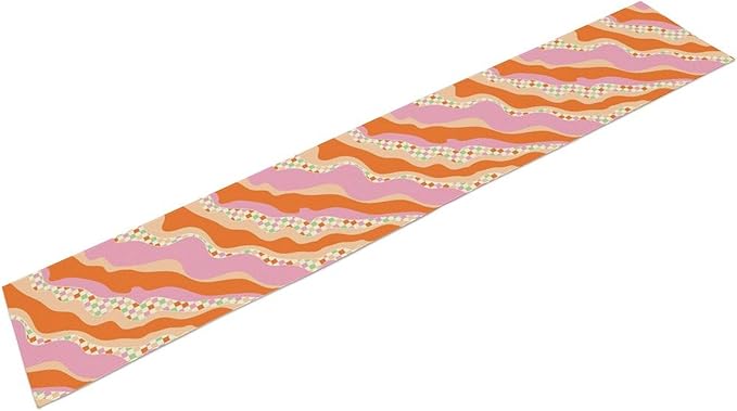 Groovy Rainbow Table Runner Hippie Abstract Rainbow 70s Colorful Geometry Retro Printed Dinner Runner for Living Room Kitchen Decoration 13x60in