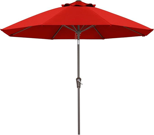 ABCCANOPY 10-Year No Fading 9FT Patio Umbrella, Acrylic Outdoor Table Umbrella with 8 Sturdy Ribs for Deck, Backyard, Garden, Yard (Red)