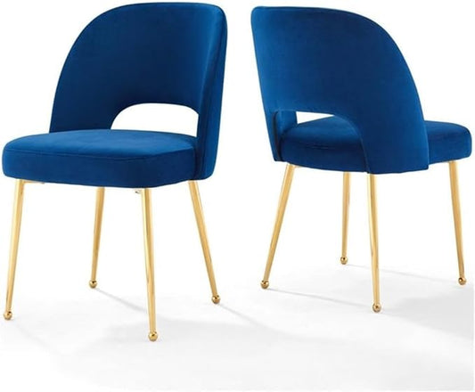 Modway Rouse Dining Room Side Chair Set of 2, Navy
