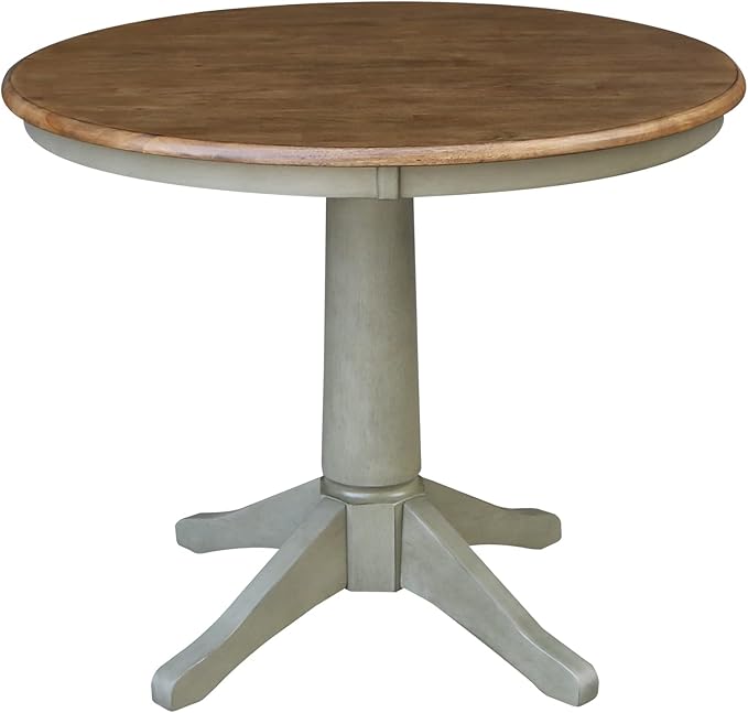 IC INTERNATIONAL CONCEPTS Wood Dining Table with 4 Madrid Ladderback Chairs in Distressed Hickory/Stone