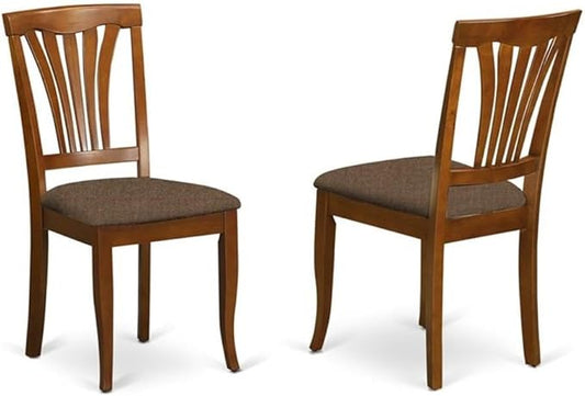 East West Furniture Avon 36" Linen Dining Chairs in Saddle Brown (Set of 2)