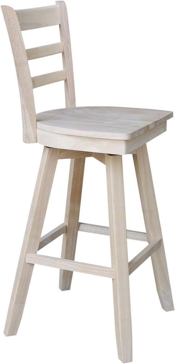 International Concepts Emily Bar Stool-30 Seat Height-with Swivel and Auto Return Chair, Brown