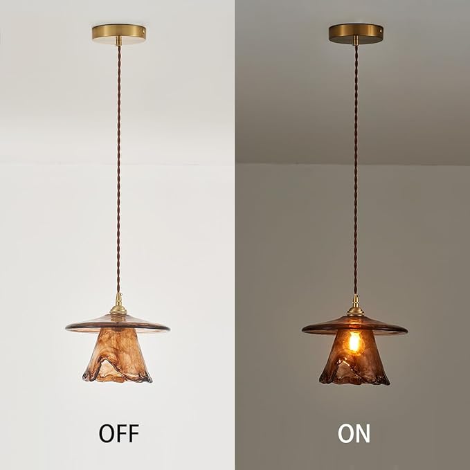 YLONG-ZS Vintage Pendant Light,Glass Kitchen Island Light Fixtures,Modern Brass Gold Hanging Lights for Kitchen Island,Dining Room,Bedroom,Living Room