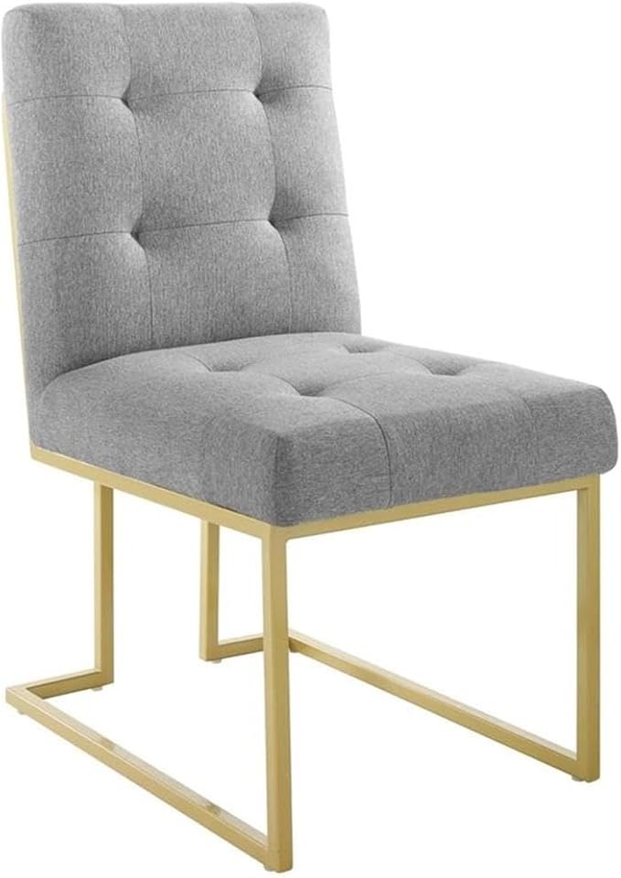 Modway Privy Upholstered Gold Stainless Steel Dining Chair in Gold Light Gray