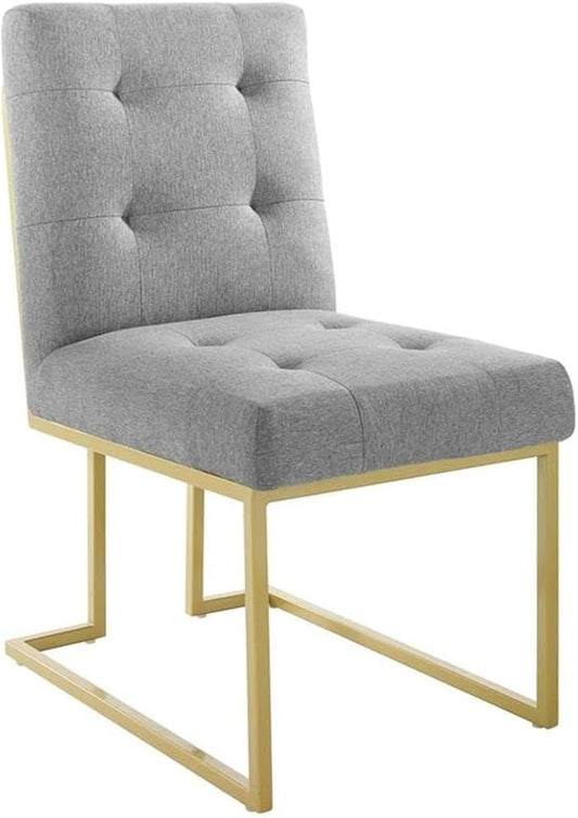 Modway Privy Upholstered Gold Stainless Steel Dining Chair in Gold Light Gray