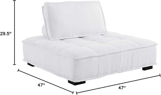 Modway Saunter Tufted Fabric Armless Chair, White
