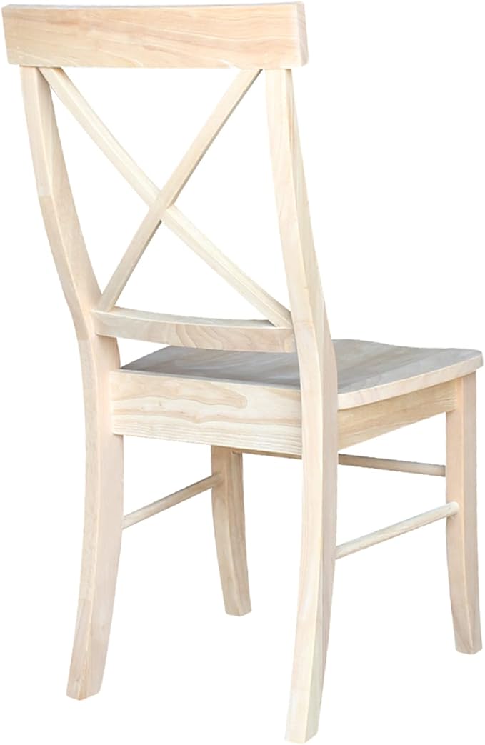International Concepts X-Back Dining Chairs, Solid Parawood, Unfinished (Set of 2)