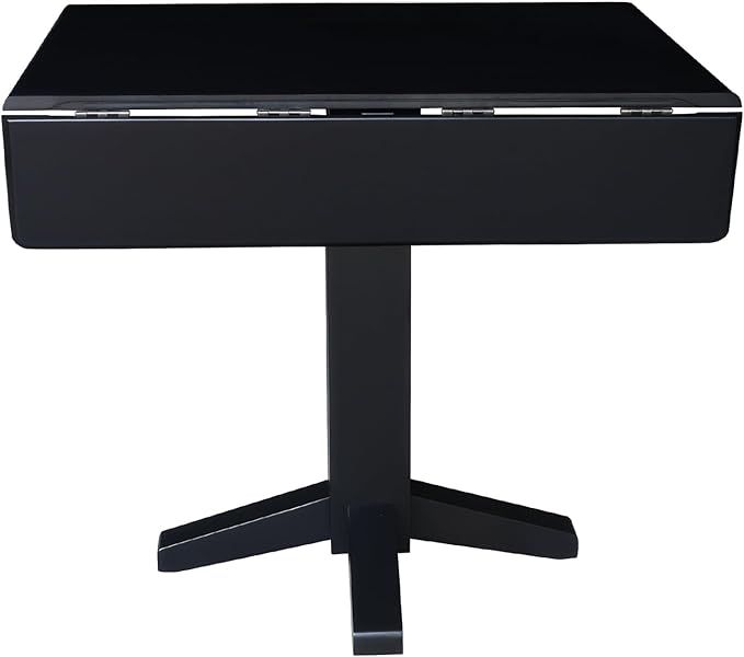 Solid Wood 36" Square Dual Drop Leaf Dining Table, Black