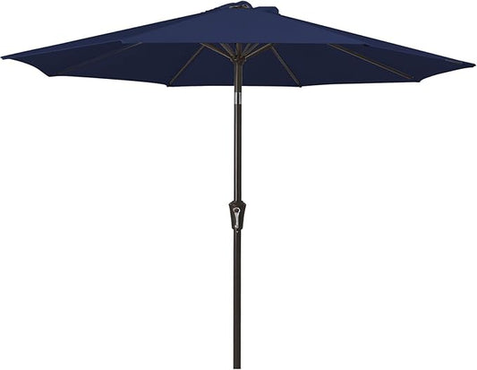 MEWAY 9ft Patio Umbrella Outdoor Table Umbrellas with Push Button Tilt and Crank, Market Umbrella 8 Sturdy Ribs for Deck, Garden, Pool and Backyard, Navy