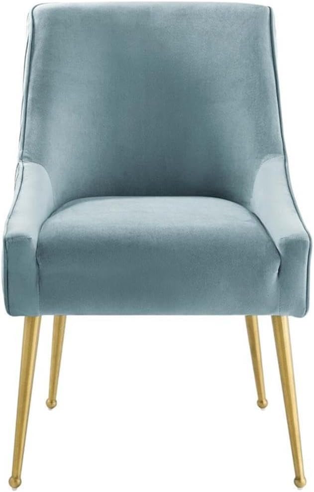 Modway Discern Pleated Back Upholstered Performance Velvet Dining Chair, Light Blue