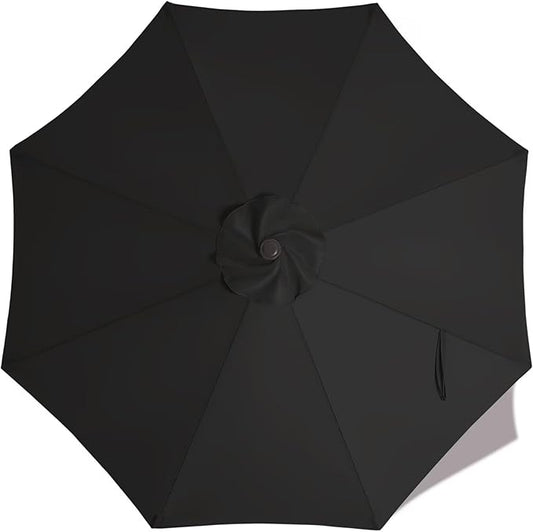 ABCCANOPY 9ft Outdoor Umbrella Replacement Top Suit 8 Ribs (Black)