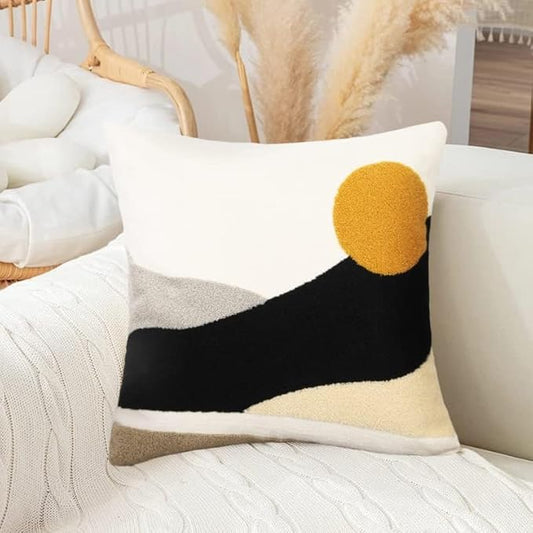 Merrycolor Boho Sun Throw Pillow Covers 18 X 18 Textured Mid Century Modern Throw Pillow Covers Abstract Bohemian Aesthetic Decorative Pillows for Couch Bed Sofa Living Room 1PC