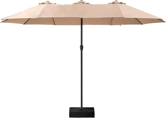 Ayge 15ft Large Outdoor Patio Umbrella with Table & Base - Double-Layer UV Resistant Fabric, Easy Crank Handle for Pool, Garden & Lawn