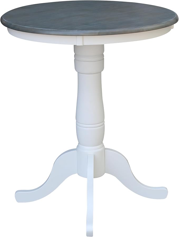 IC INTERNATIONAL CONCEPTS 30" Round Solid Wood Gray Table with 2 San Remo Counter Stools