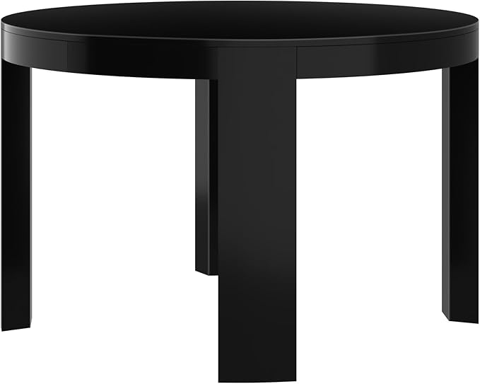 Plank+Beam 47 Inch Contour Round Dining Table, for Kitchen and Dining Room, Black