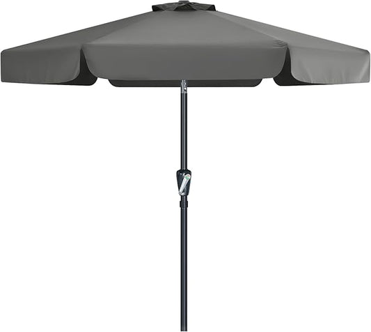 MASTERCANOPY 7.5ft Patio Umbrella with Valance, Crank and Tilt – 6 Ribs Outdoor Market Umbrella, UV/Fade Resistant, Waterproof Canopy with Wind Vent for Garden, Deck, Backyard, Pool (Dark Gray)