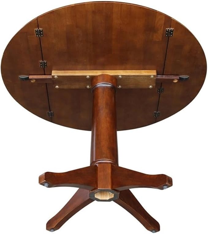 IC INTERNATIONAL CONCEPTS 42" Round Dual Drop Leaf Pedestal Table - 30.3" H Espresso
