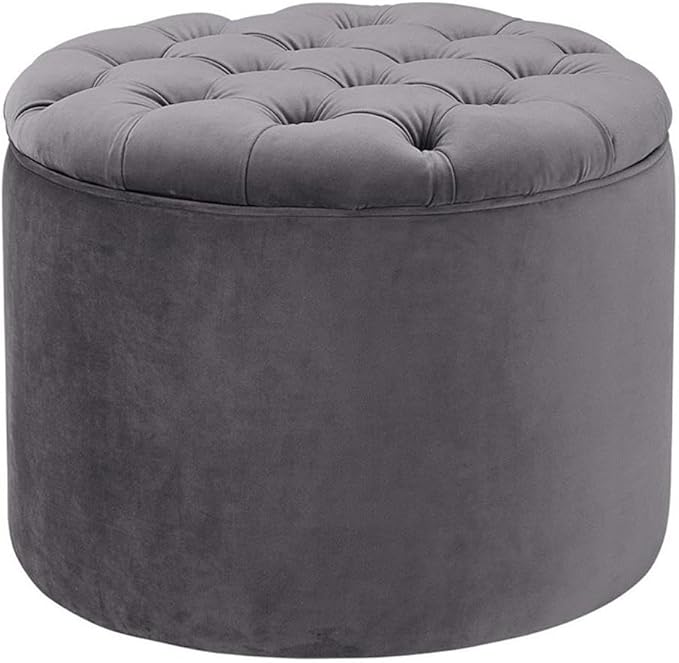 Tov Furniture Queen Grey Velvet Storage Ottoman