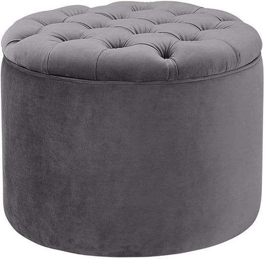 Tov Furniture Queen Grey Velvet Storage Ottoman