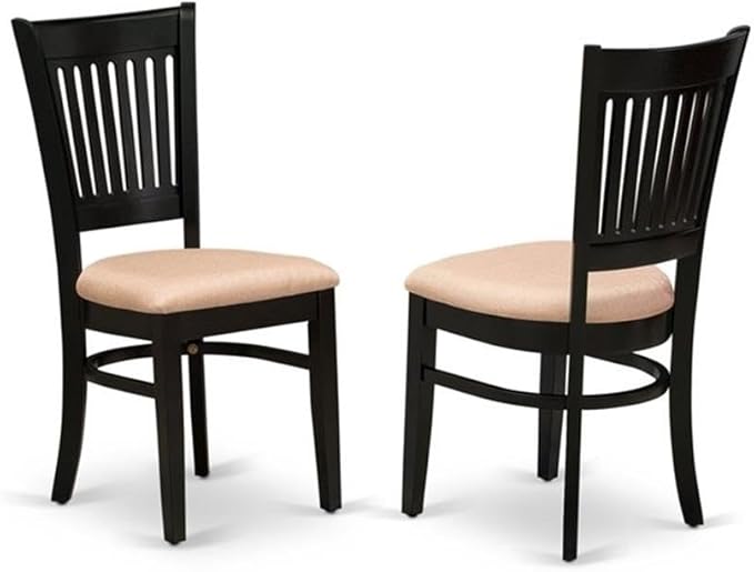 East West Furniture DLVA3-BLK-C 3 Piece Kitchen Table Set for Small Spaces Contains a Round Dining Room Table with Dropleaf and 2 Linen Fabric Upholstered Chairs, 42x42 Inch, Black