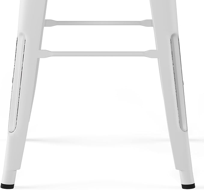 SIMPLIHOME Rayne Industrial Metal 30 inch Bar Stool (Set of 2) in Distressed White for the Dining Room and Kitchen