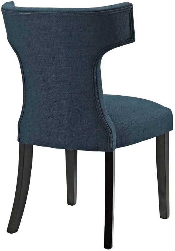 Modway Curve Mid-Century Modern Upholstered Fabric Two Dining Chair Set With Nailhead Trim In Azure
