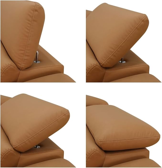 Power Recliner Sectional Sofa, L-Shaped Living Room Furniture Set, Light Brown Leather Sofa, Reclining Sectional Couch with Storage Console/Cup Holder for Living Room/House/Apt