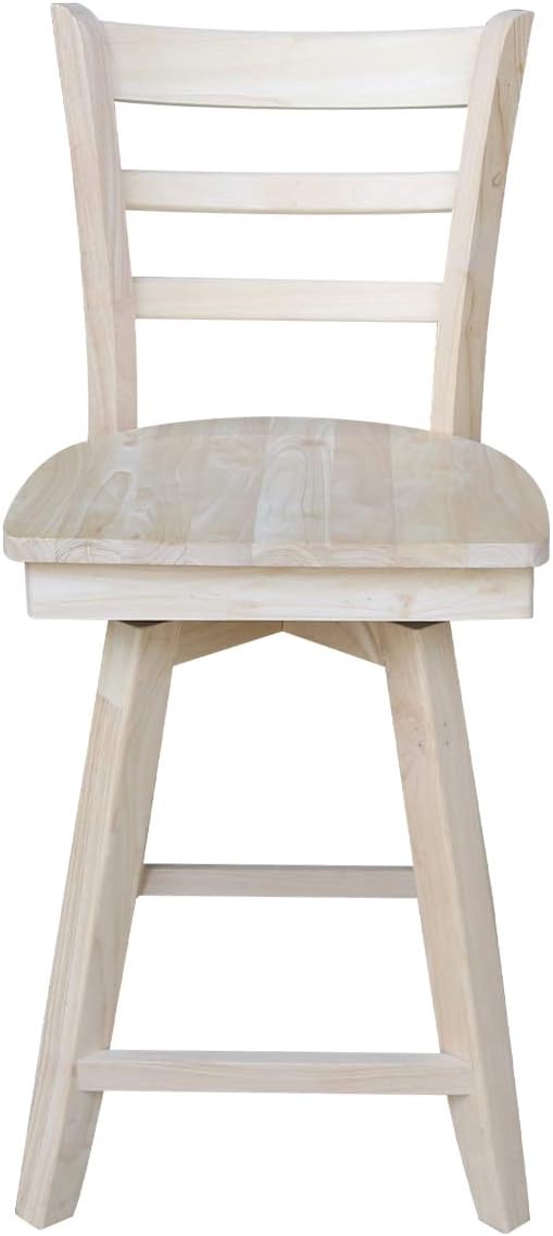 International Concepts Emily Counterheight Stool-24 Seat Height-with Swivel and Auto Return Dining Chairs, Unfinished