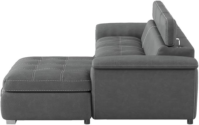 Homelegance Ferriday 98" x 66" Sectional Sleeper with Storage, Gray